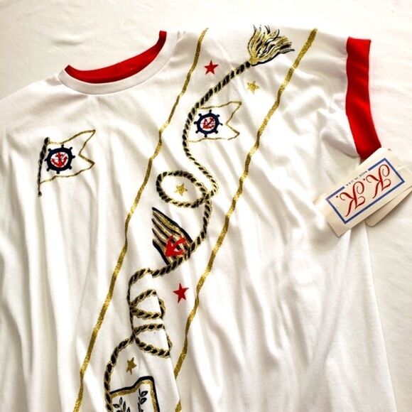 NWT K.K. Made in USA Vintage Nautical Anchor White and Red Top Sz 22W - Picture 12 of 16